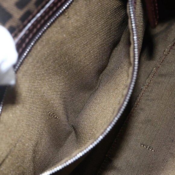 FENDI Zucca Canvas Mamma Baguette Shoulder Bag Black Brown Silver Auth SW1723 - Picture 11 of 16